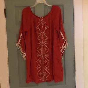 Off-shoulder tribal dress